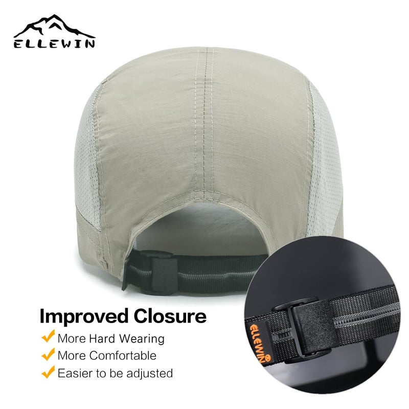 ELLEWIN Men's Baseball Cap UPF50 Hat W/Foldable Long Large Bill,One Size,Khaki - Image 5